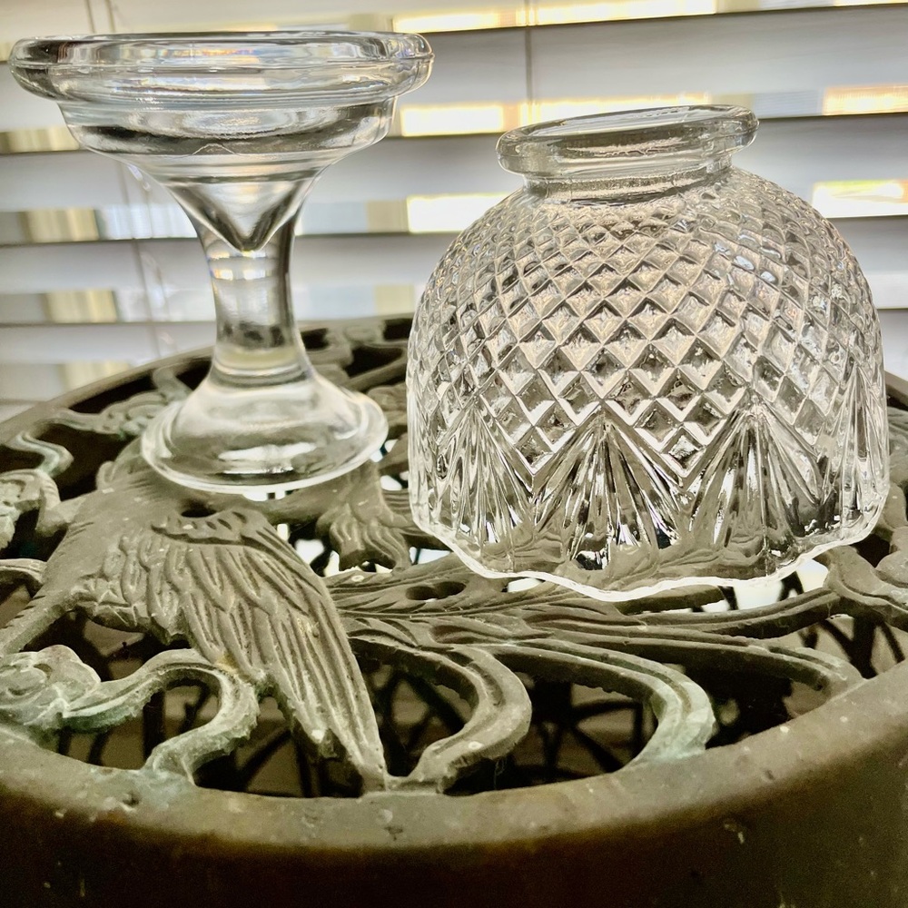 Vintage Elegant Clear Glass Candle Holder Fairy Light. - Picture 3 of 5